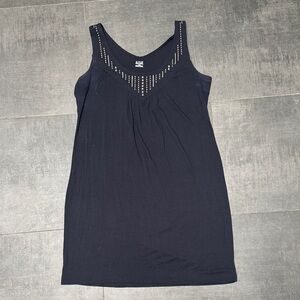ANS Black Studded Scoop Neck Tank Dress